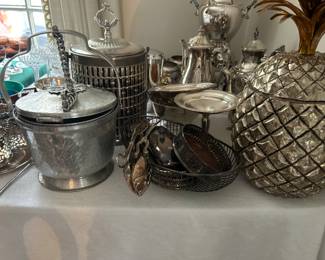 Silverplate Ice Buckets and Serving Items