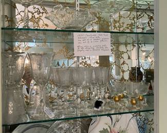 1950s Cambridge Rose Point etched glasses (1952 wedding gift—look unused)