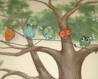 Curtis Jere Enamel Owl Wall Art (Family of 5)