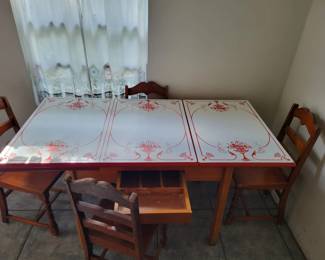1920s Enamle Top Table with 4 Chairs