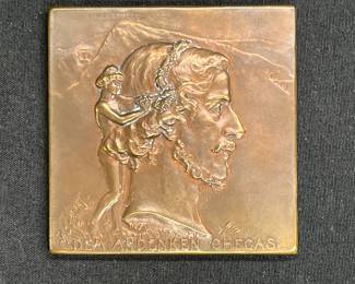 Antique 1904 Square Bronze Medal