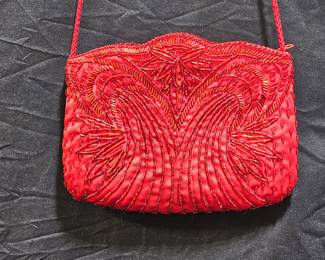 Handmade Red Beaded Shoulder Bag