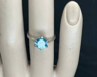 Aquamarine Sterling Silver Ladies Ring