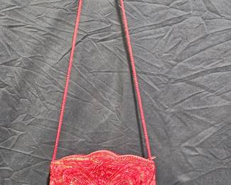 Handmade Red Beaded Shoulder Bag