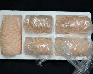 New 5 Frosted Peach Pinecone Flameless Candles