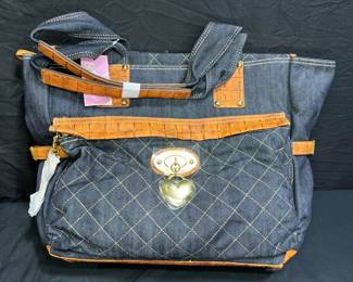 Bobbi by Sharif Denim & Faux Leather Shoulder Bag