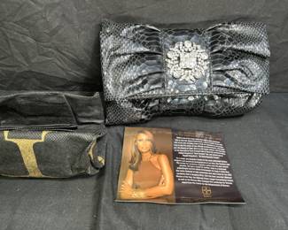 New Iman Black Formal Clutch Purse with Strap