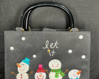 Black Striped Tote & Let it Snow Handbag
