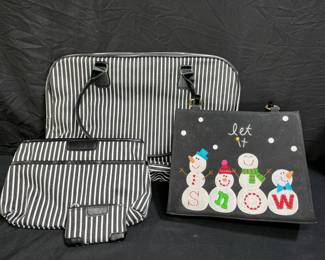 Black Striped Tote & Let it Snow Handbag