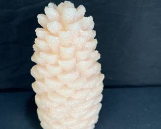 New 5 Frosted Peach Pinecone Flameless Candles