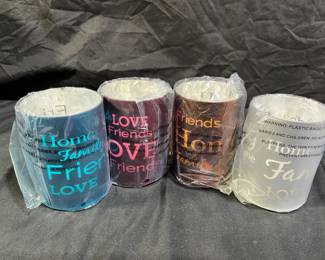4 Metallic Flameless Candles with Friendly Words