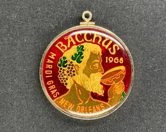 Bacchus 1968 Mardi Gras NOLA Medallion Pendant