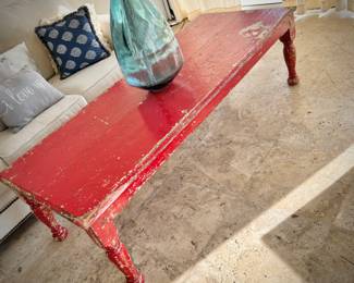 Oversized red coffee table from Washburn Imports