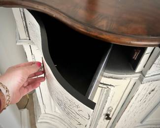 Oversized "Seven Seas" Hooker buffet (86" length x 22" depth) - three cabinets and 4 drawers