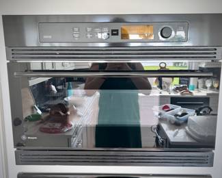 GE Monogram black wall microwave and oven