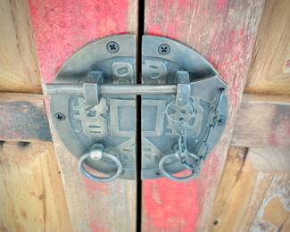 Distressed chest from Washburn Imports with Asian hardware