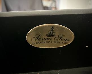 Oversized "Seven Seas" Hooker buffet (86" length x 22" depth) - three cabinets and 4 drawers