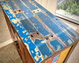 Distressed chest from Washburn Imports with Asian hardware