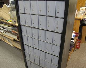 60 mail boxes. Locking - Previous business used for travelers to have their mail sent to the business owner's location and the traveler had boxes of mail shipped their next trip location on demand. Lucrative venture.