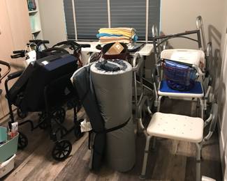 medical equipment, medical chairs, wheelchairs, walkers, canes, mattress topper, medical rolling tables