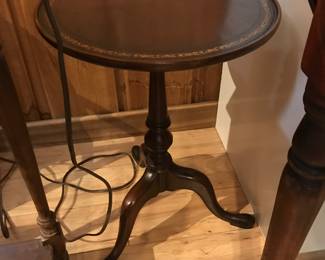 small leather top accent table