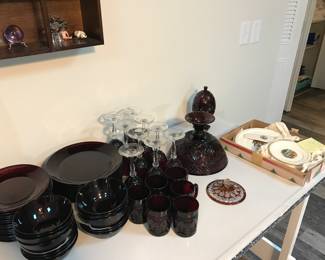 red glass dinnerware set