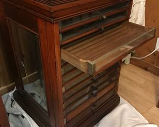 antique glass drawer cabinet