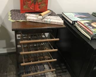 antique magazine rack, jewelry box
