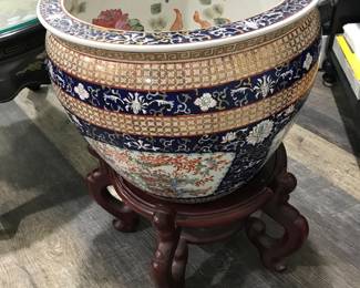 Asian fish bowl on stand