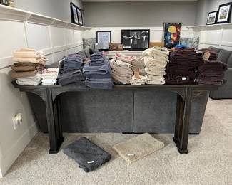 Bed and bath linens including shower curtains