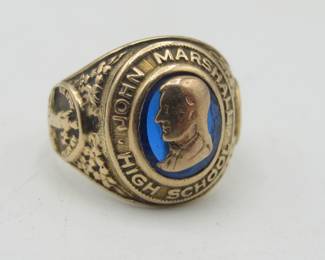 Lot 77: 14K 1950 John Marshall High School ring in size 6 weighing 6.3g