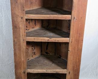 Lot 121: Antique primitive corner cabinet measuring 56" high x 29" wide x 19" deep