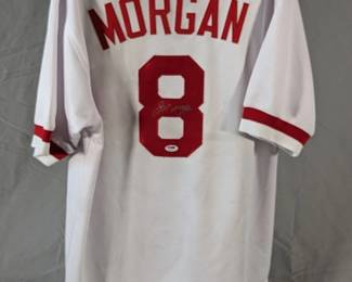 Lot 109: Autographed Cincinnati Reds Joe Morgan jersey in size XL, PSA certified