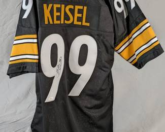 Lot 106: Autographed Pittsburg Steelers Brett Keisel jersey in size XL with JSA certification card