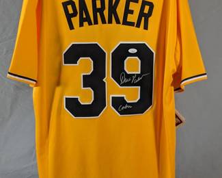 Lot 111: Autographed Pittsburg Pirates Dave Parker jersey in size XL, JSA certified