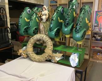 Large outdoor Fiberglass hand painted Frogs