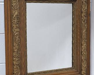 #151 • Antique Mirror in 2 Ft Ornate Gilt Frame with Acanthus Motif
