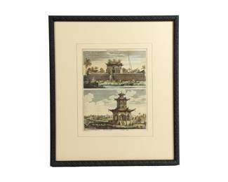 #80 • c.1770 Framed Original Hand Colored Engravings by Johan Nieuhof
