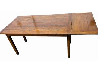 #41 • c.1840 English Provincial Oak Plank Top Table with Drop Leaf
