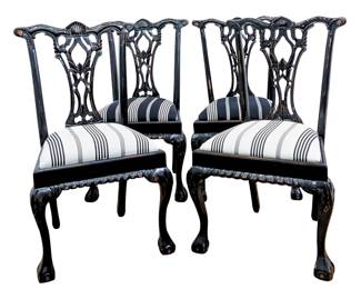 #87 • Four Chippendale Chairs - New B&W Upholstery
