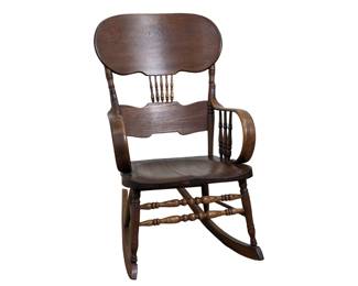 #134 • Antique Wood Pressed Back Rocking Chair
