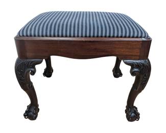 #125 • Chippendale Claw Foot Carved Mahogany Foot Stool

