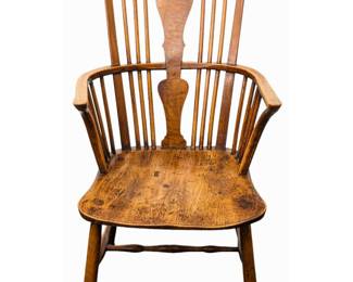#32 • c.1780 English Comb Back Fruitwood Windsor Armchair
