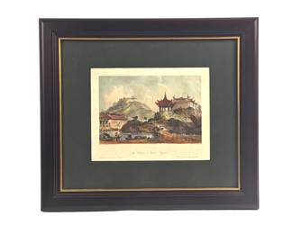 #105 • 1840 Original Thomas Allom Engraving "Fortress of Terror, Ting-hai," Framed
