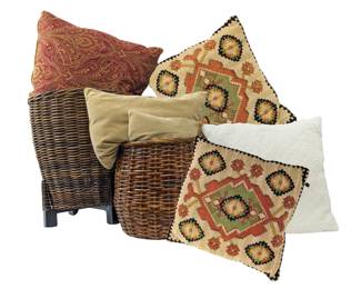#156 • Decorative Throw Pillows and Standing Basket Assortment
