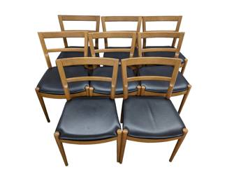 #24 • Ikea "Stockholm" Dining Room Chairs with Leather Seat - Set of Eight
