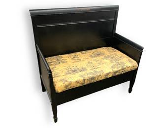 #88 • Antique Black High Back Bench with Cushion
