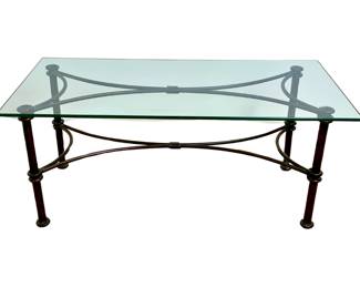 #89 • Black Iron Glass Top Rectangular Coffee Table
