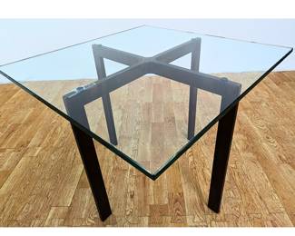 #137 • Glass Top Coffee/Side Table with Iron Base
