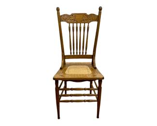 #112 • Antique Wood Chair with Cane Seat
